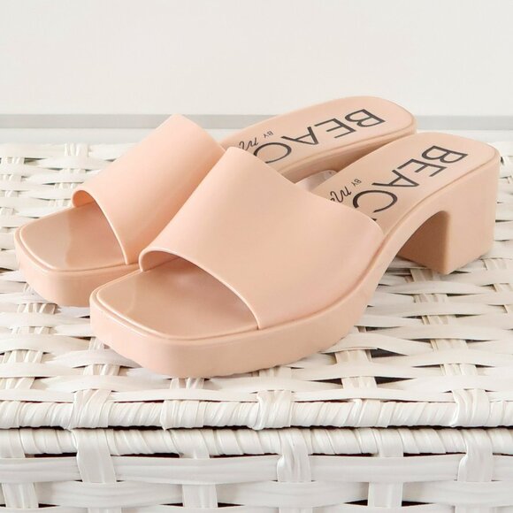 Beach by Matisse Nude Jelly Block Heel Slide Sandals Waterproof Summer Shoes 9 - Picture 7 of 16